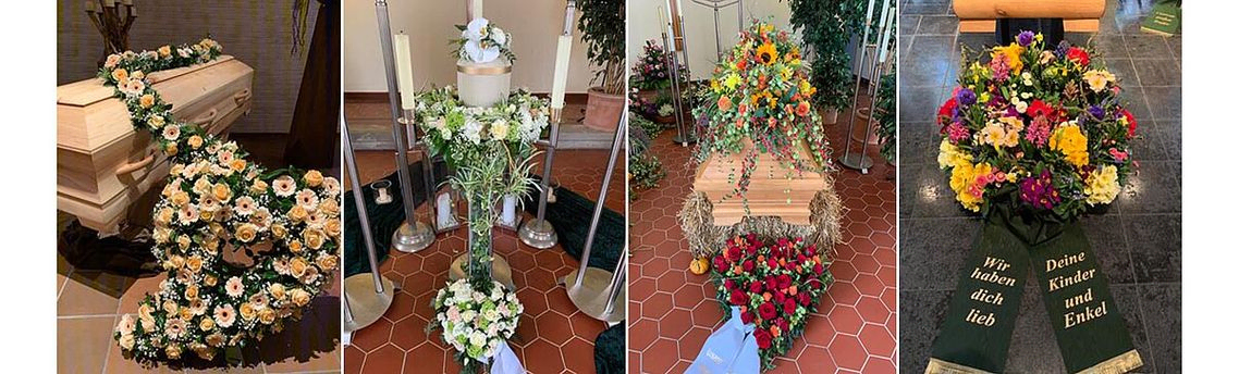 Bilder von Trauerkränzen und Gestecken